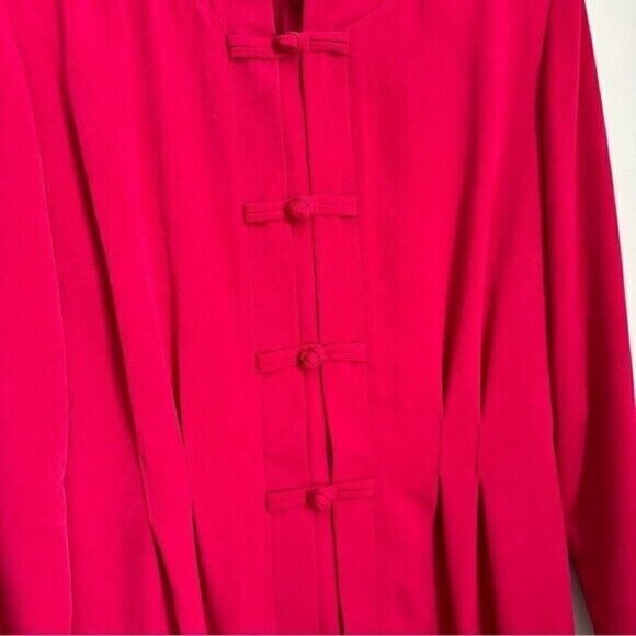 Vintage Red Dress size 8 Short Sleeve Asian Inspired - Picture 5 of 10
